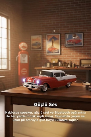 Torima D87 Bluetooth Hoparlör Retro Klasik Araba Tasarımlı 10w Fm Usb Selfie Speaker Turuncu