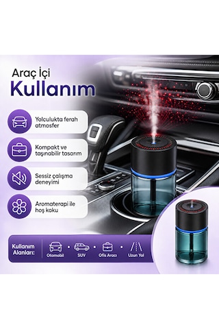 Araç İçi Aromaterapi Nemlendirici 120 Ml Ultrasonik Sisleme Type-c Şarjlı 01