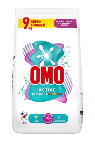 Omo Matik Active Beyazlar & Renkliler Toz Deterjanı 2 x 9 KG