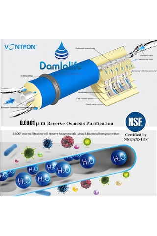 Vontron Evsel 80 Gpd Su Arıtma Membran Filtre