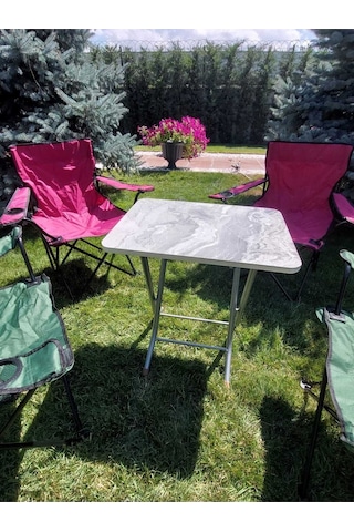 Antrasit Mermer Desenli Katlanabilir Masa 60 60 Diğer