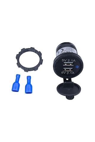 Çift Usb Çıkışlı 5v 2.1a Montaj Tipi Araç Otomobil İçin Vidalı Usb Şarj Soketi