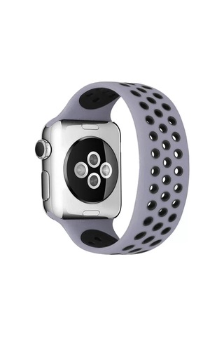 Newface Apple Watch 38mm Ayarlı Delikli Silikon Kordon - Gri-siyah