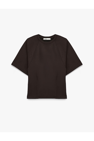 Koton Modal Kumaş Regular Fit Bisiklet Yaka Kısa Kollu Tişört Kahverengi 6sak50495ek Kahve