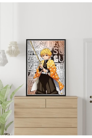 Zenitsu Agatsuma Kimetsu No Yaiba Demon Slayer Poster-çerçevesiz