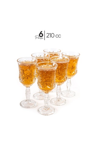 Mest Serin 6 Adet Ayaklı Cam Kahve Yanı Su Bardağı Seti 210 Cc Sade