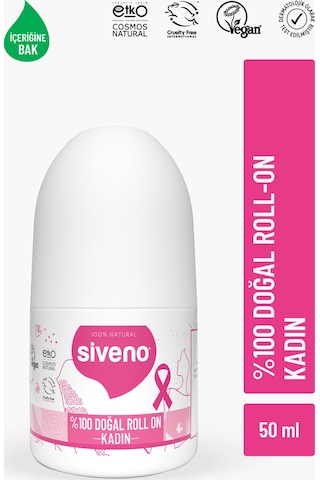 Siveno %100 Doğal Roll On Kadın Deodorant Ter Kokusu Önleyici Bitkisel Leke Bırakmayan Vegan 50 ML