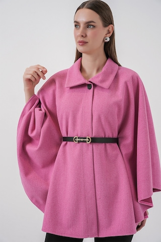 Bigdart Kadın Kemerli Kaşe Panço 9170 - Pembe