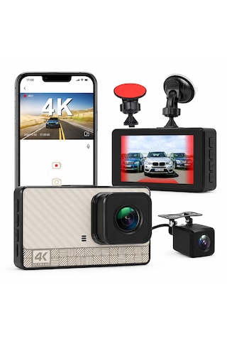 Onezero 1153 4k Uhd Ultra Gece Görüşlü Wi-fi Araç Kamera Seti Ön 4k + Arka 1080p Kamera, 3" Ips Ekran, Adas & Bsd Sürüş Asistanı