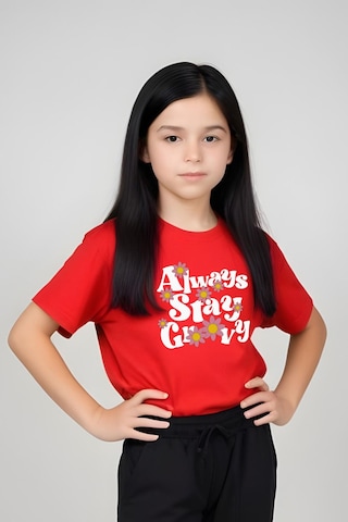 Always Stay Baskılı Kız Çocuk Tişört Ve Eşofman Alt-üst Takım Kırmızı