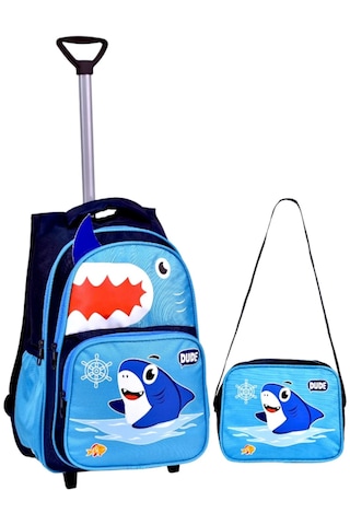 Alfa Mec Çekçekli Köpek Balığı Baskılı, Ortopedik Sırt Özellikli, İlkokul