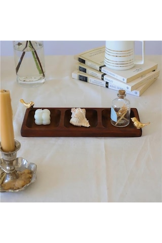 Akayev Ahşap 3 Bölmeli Altın Kuş Sunumluk