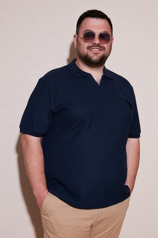 Buratti Büyük Beden Pamuklu Regular Fit Erkek Polo Yaka T Shirt 5902729B Indigo