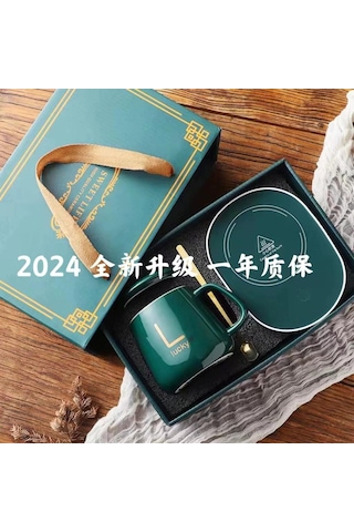 Dofolink Usb Isıtmalı Seramik Mug Seti - Sabit Sıcaklık Su Bardağı, Taşınabilir Hediyelik Set Beyaz