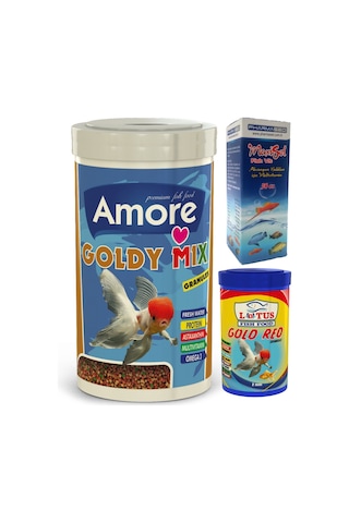 Goldy Mix ve Red Granules 1100ml Japon Balık Yemi ve Vitamini