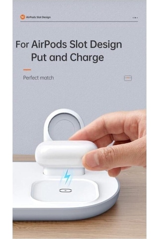3ın1 Apple Uyumlu iPhone  Watch  Magsafe Kablosuz Şarj Cihazı Beyaz Ch-7060