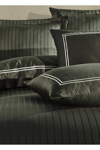 Dantela İmge Nakışlı Pamuk Saten Yollu Nevresim Takımı Haki Haki