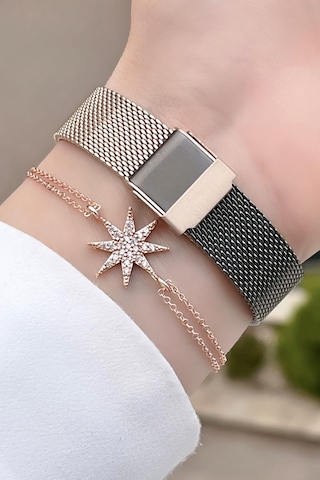 Ferrucci Fcıste169 Hasır Kordon Kadın Kol Saati Ve Bileklik