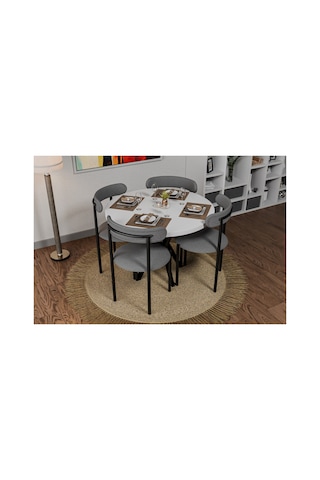 İdeal Home Tedy Beyaz Masa Sandalye Takımı Beyaz