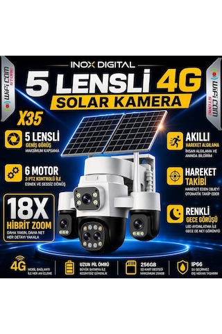 5 Lensli 6 Motorlu Hibrit Zoom 4g Solar Kameraa