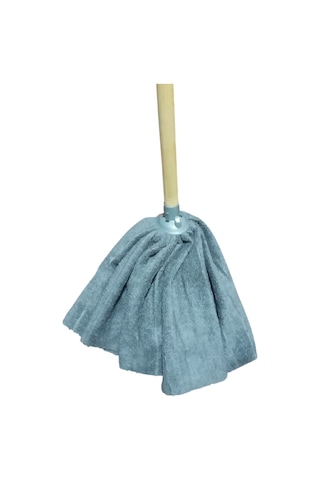 1 Adet Mop 1 Adet Ahşap Sapı İle Takım Mikrofiber Tipi Mop Paspas Gri
