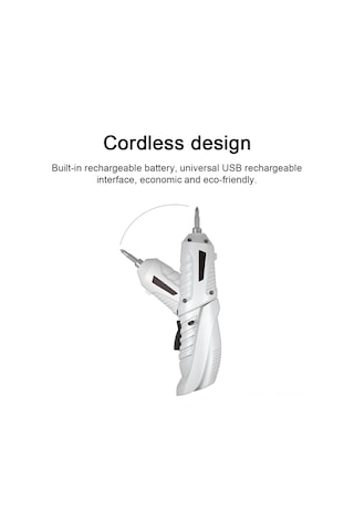 Maiyame 3.6v Usb Şarjlı Elektrikli Tornavida Seti - Çift Mod Düz/sünger , Led Işık, 3.5nm Tork, Çok Amaçlı Tamir Aleti Beyaz