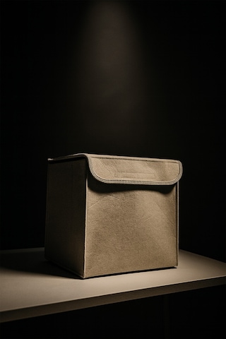 Krem Dolap İçi, Çamaşır, Oyuncak Düzenleyici, Saklama Kutusu, Keçe Sepet Organizer 29x30 Cm Krem