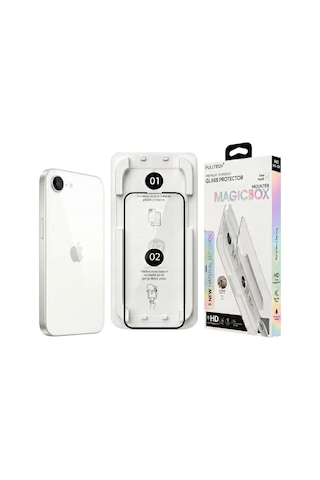 Fulltech Magicbox iPhone Uyumlu17e/16e/14/13pro/13 Premium Tempered Glass Aparatlı Ekran Koruyucu - Clear