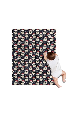 Noel Desenli 30x40 İnç Polar Battaniye, Yumuşak, Hafif Ve Kalın, Erkek, Kadın Ve Çocuk İçin Noel Pug Baba Noel