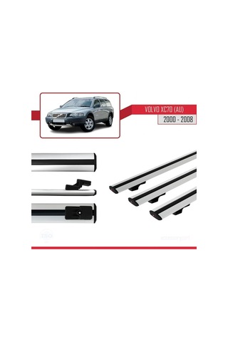 Volvo Xc70 Au 2000-2008 Arası İle Uyumlu Basic Model Ara Atkı Tavan Barı Gri 3 Adet