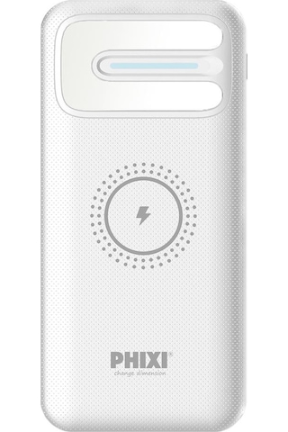 Phixi Basic PW11 10.000 mAh Wireless Şarj Çift Çıkışlı Led Göstergeli Powerbank Beyaz