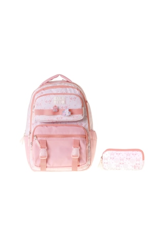 Calacilo Pleasant Kız Çocuk Kedi Baskılı Okul Sırt Çantası Ve Kalemlik Seti - Setcc-c4050c Pembe