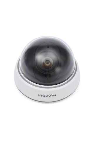 Yuntech01 Beyaz Yarı Küre Sahte Cctv Kamerası - Led Flaş Işıklı, Dış/iç Kullanım, Pil Gerektirir Pil Dahil Değil , 1 Adet