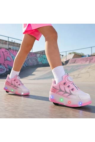 Tuğba Ortopedi 003 Çocuk Işıklı Tekerlekli Sneaker Pembe