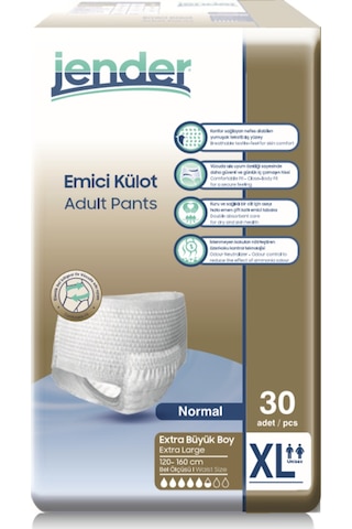 Jender Emici Külot Yetişkin Hasta Bezi XL 30'Lu