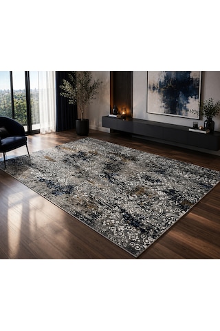 Safir Dmr Halıcılık Gri Modern Kaymaz Taban Çocuk Odası Salon Hol, Koridor Mutfak Yıkanabilir Jel Kesme Yolluk Halı
