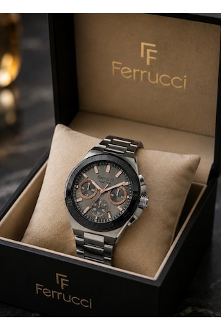 Ferrucci Fc71249 Spor Model Çelik Kordon Ve Kasa Fonksiyonları Aktif Erkek Kol Saati Füme