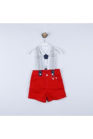 Xo Kids P-003963 Ce 8075 Erkek Bebek Renkli Askılı Şort 6-36 Ay Kırmızı