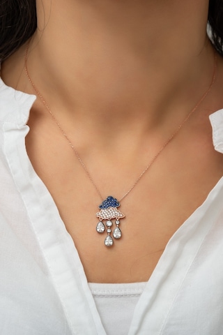 Bulut Yağmur Kolye Rose Altın Kaplama 925 Ayar Gümüş