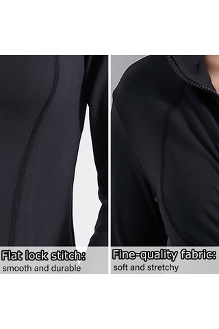 Jeemson Kadın Spor Ceketi - Nefes Alabilir, Hızlı Kuruyan, Parmak Delikli, Yoga Ve Koşu İçin SiYAH