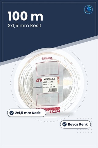 Elektrik Tesisat Kablosu 2x1,5 Mm Ttr 100 Metre Beyaz Ev Ofis Mon