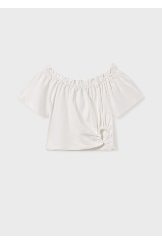 Mayoral Kız Çocuk Crop T-shirt 6028 Krem