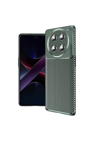 Honor Magic 7 Lite Kılıf Auto Focus Karbon Kapak - Koyu Yeşil