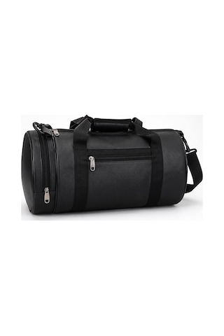 Silindir Spor Ve Seyahat Çantası Omuz Askılı Çok Bölmeli Unisex Fitness El Bagajı Bnt227 Siyah