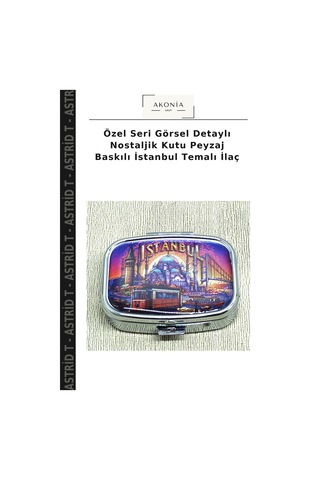 Özel Seri Görsel Detaylı Nostaljik Kutu Peyzaj Baskılı İstanbul Temalı Çok Renkli