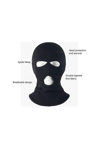 Kaput Kış Sıcak Yün Kapüşonlu Motosiklet Akülü Araba Açık Sürme Örme Başlık Siyah