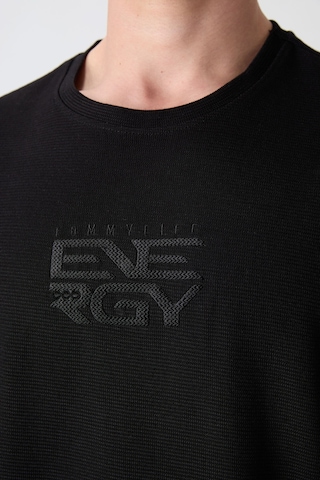 Tommy Life Siyah Pamuklu Kalın Yüzeyi Dokulu Oversize Fit Baskılı Erkek T-shirt - 88336 001