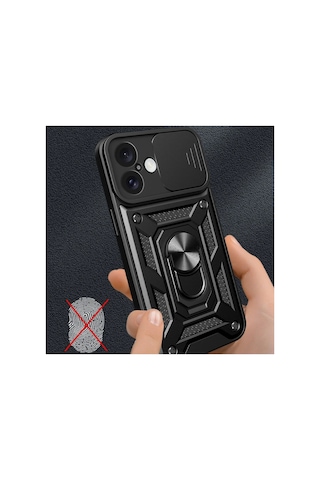 Ankaverse Apple iPhone Uyumlu 16 Kılıf Pars Lens Yüzüklü Silikon - Gümüş