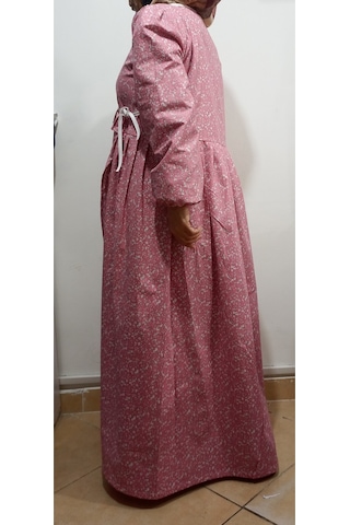 Pembe Ve Gri Çiçekli Namaz Elbisesi Pembe Çiçekli