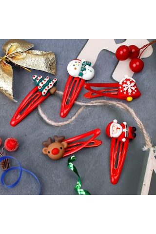 10'lu Paket Noel Aksesuarları, 5 Cm Noel Saç Aksesuarları, F Çok Renkli